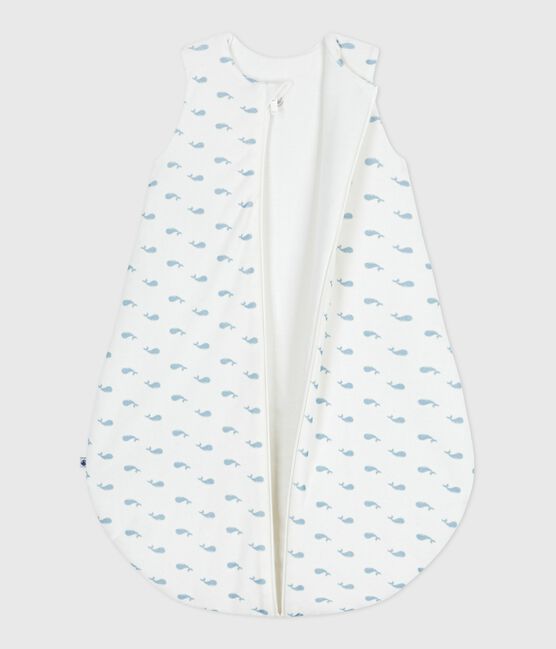 Saco de terciopelo para bebé con estampado de ballenas TOG 3 MARSHMALLOW/ ADRIATIC