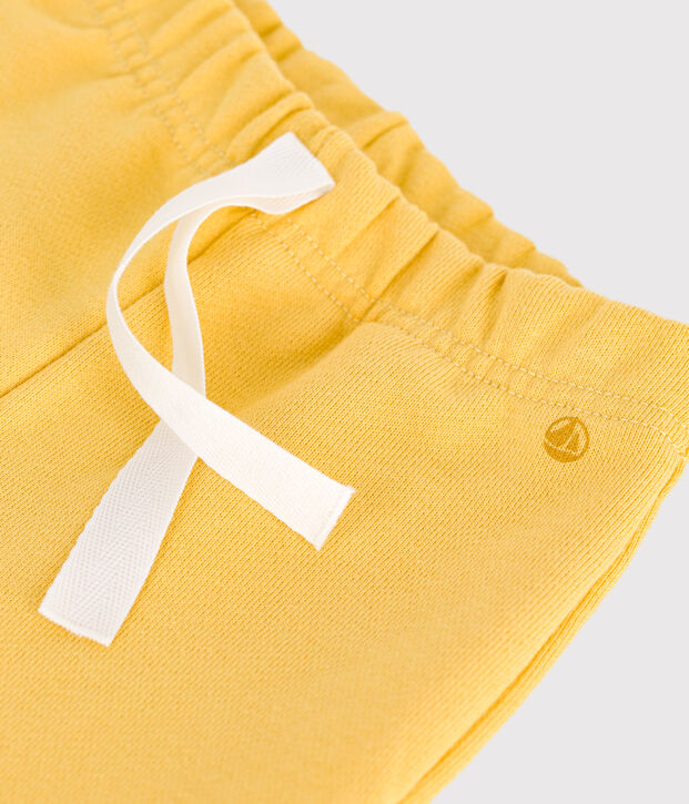 Pantal&oacute;n de jogging liso de algod&oacute;n para beb&eacute; amarillo