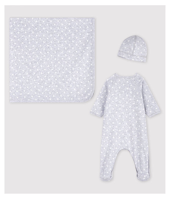 Estuche de regalo para recién nacido gris jaspeado de bebé de algodón ecológico variante 1