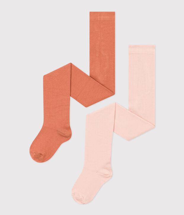 Juego de 2 pares de leotardos de ni&ntilde;a de algod&oacute;n multicolor