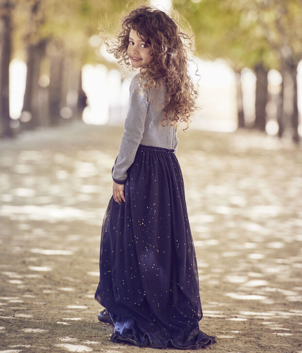 Vestido manga larga efecto 2 en 1 Petit bateau x Marie-Agn&egrave;s Gillot azul/blanco