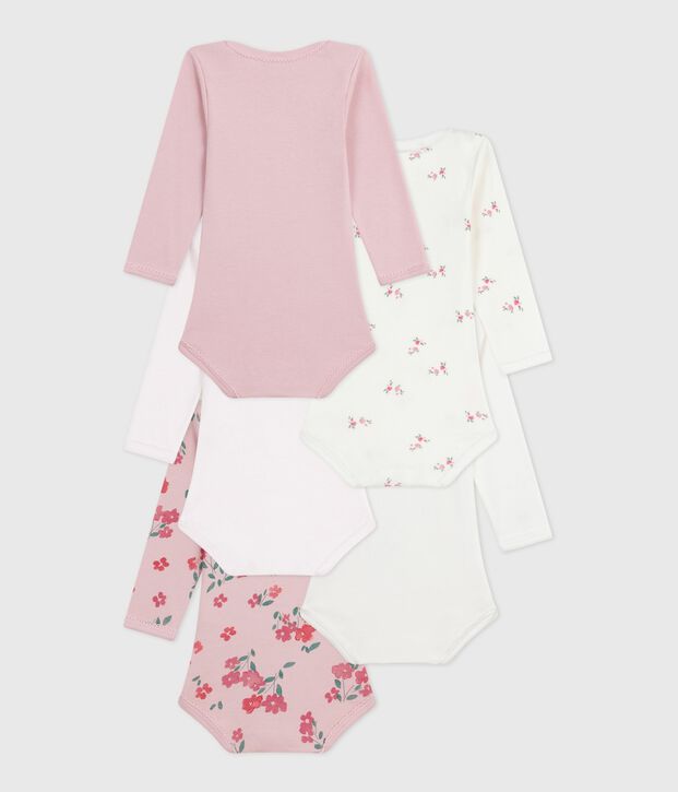 Juego de bodies de algod&oacute;n de manga larga con estampado de flores para beb&eacute; multicolor