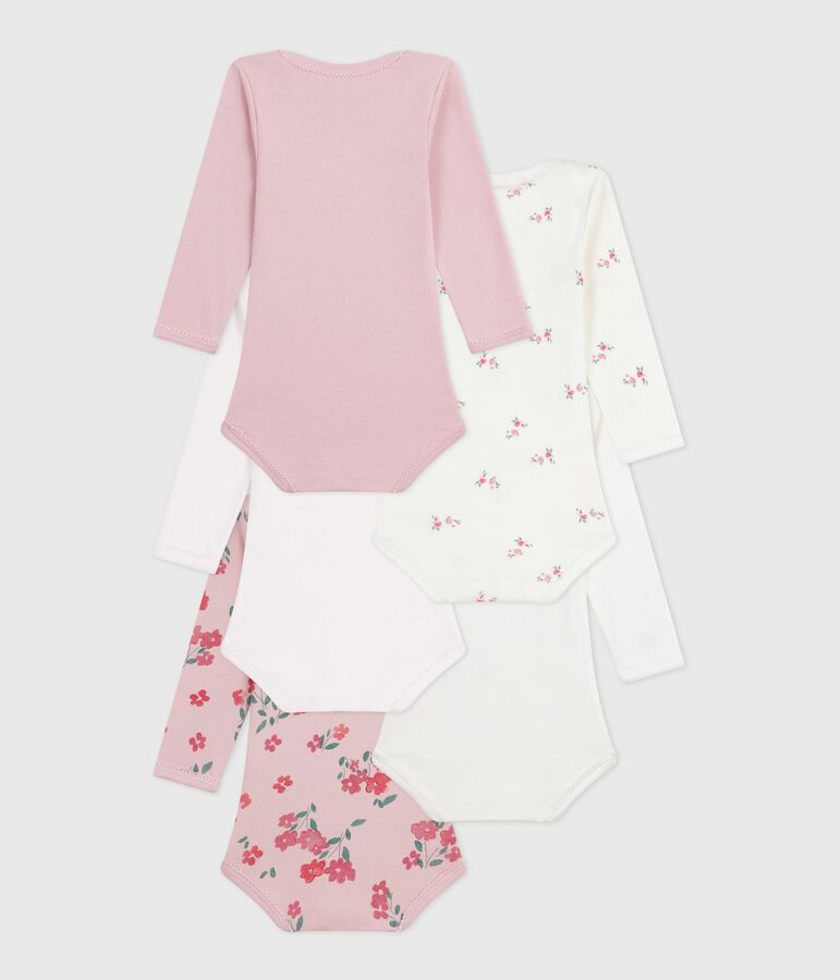 Juego de bodies de algod&oacute;n de manga larga con estampado de flores para beb&eacute; multicolor