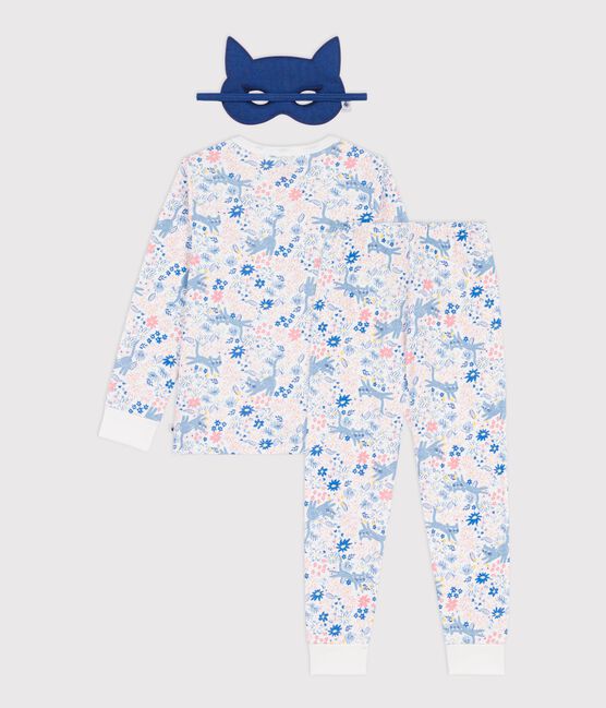 Pijama infantil tipo disfraz de algodón con estampado de flores blanco MARSHMALLOW/blanco MULTICO