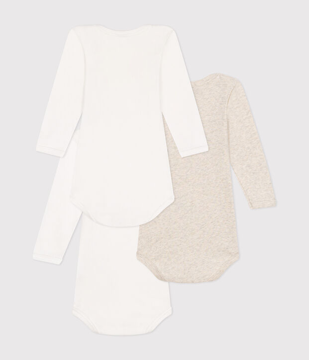 Juego de 3 bodis de algod&oacute;n de manga larga con mensaje para beb&eacute; multicolor