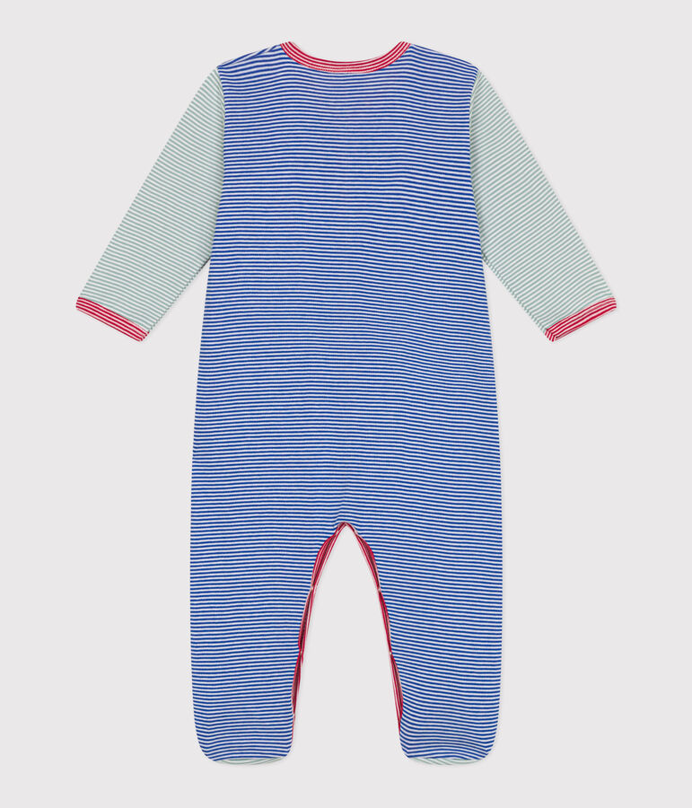 Pijama de algod&oacute;n a rayas para beb&eacute; azul/blanco