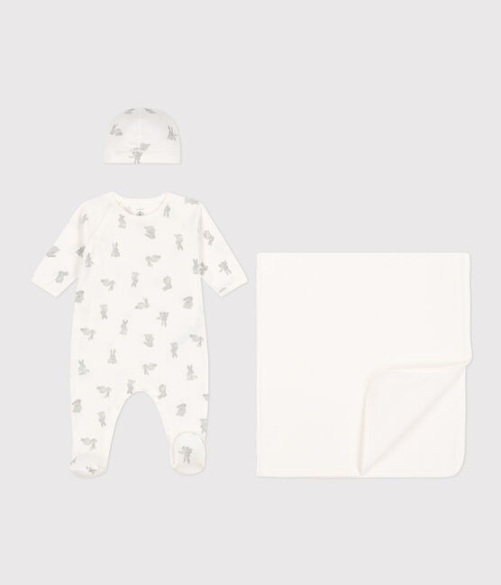 Juego de 3 artículos de algodón para bebé blanco MARSHMALLOW/gris GRIS