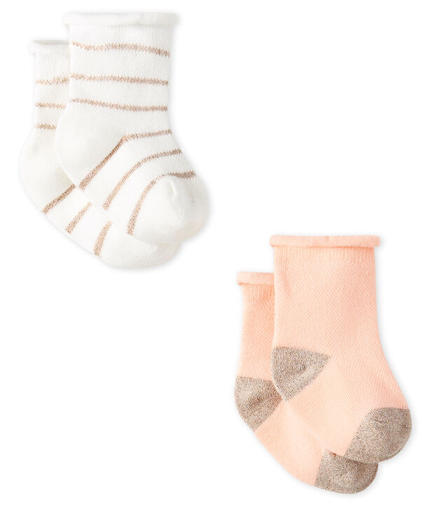 Lote de 2 pares de calcetines ligeros para beb&eacute; ni&ntilde;a multicolor
