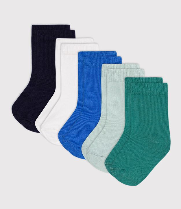 5 pares de calcetines de algod&oacute;n lisos para beb&eacute; multicolor