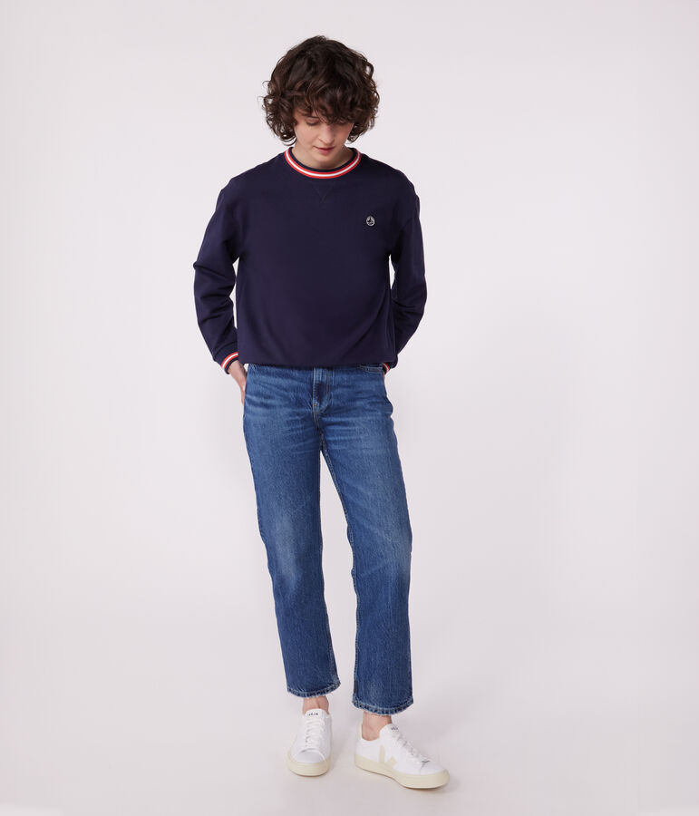 Sudadera lisa de algod&oacute;n para mujer azul