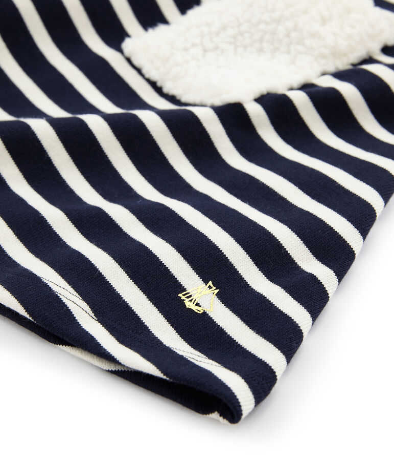 Vestido de manga larga para ni&ntilde;a azul/blanco