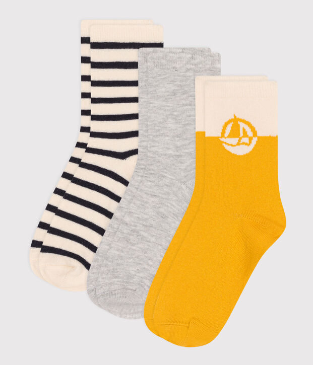 3 pares de calcetines infantiles de algod&oacute;n con logo multicolor