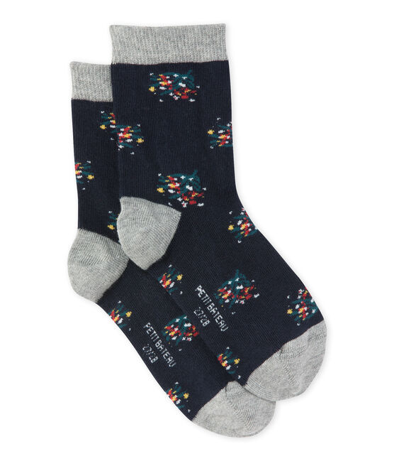 Calcetines floreados para niña azul SMOKING/blanco MULTICO