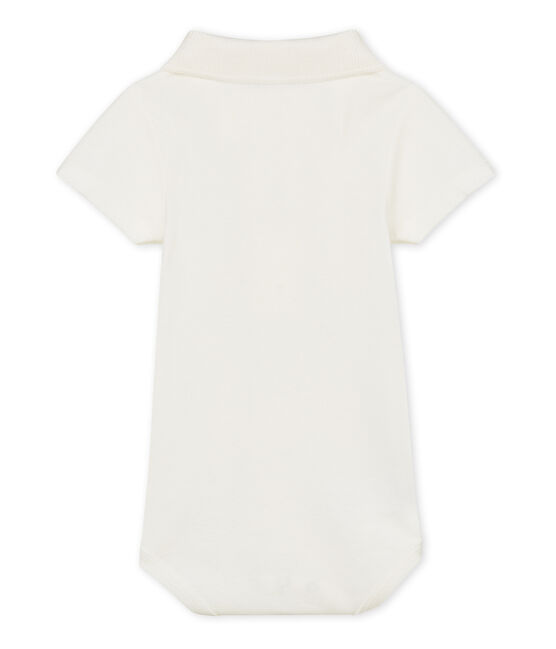 Body manga corta cuello polo liso para bebé niño blanco MARSHMALLOW CN