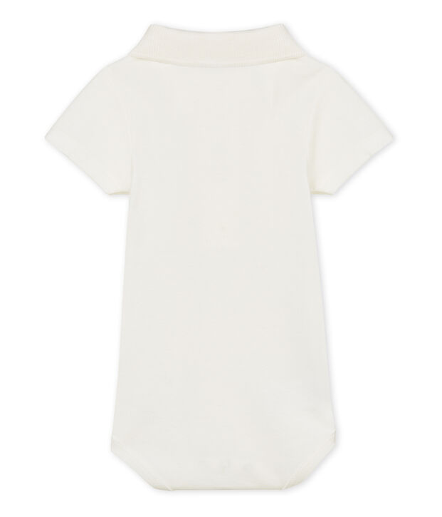 Body manga corta cuello polo liso para beb&eacute; ni&ntilde;o blanco