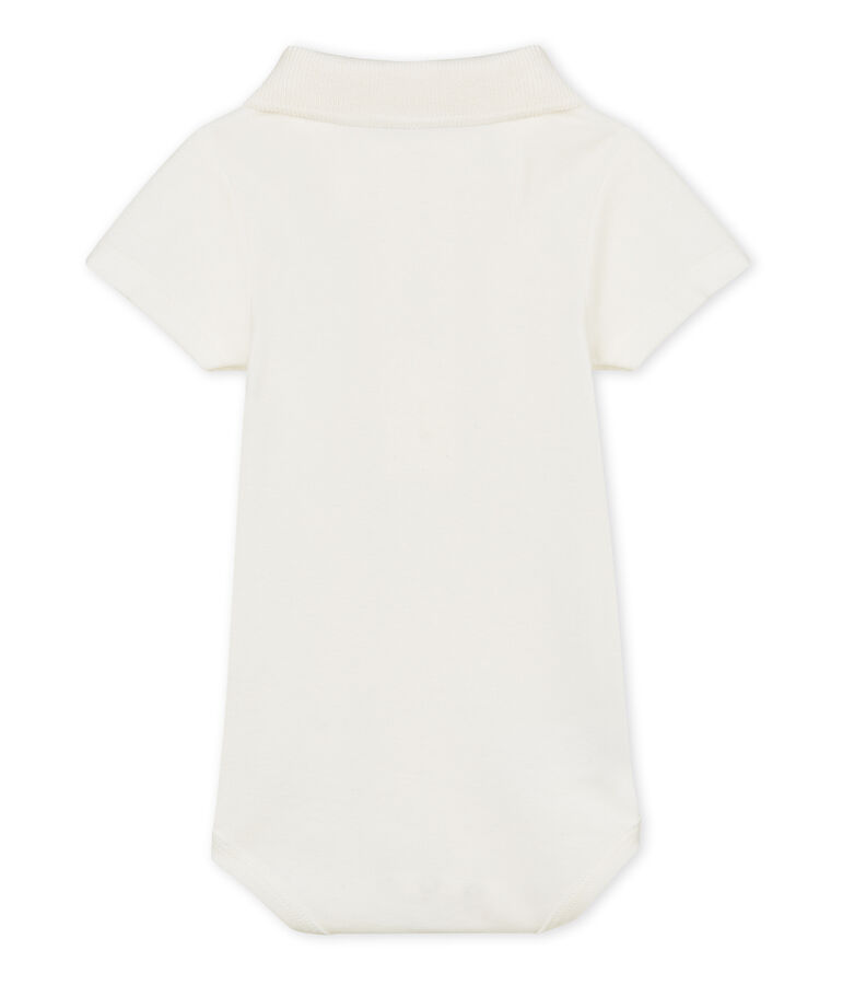 Body manga corta cuello polo liso para beb&eacute; ni&ntilde;o blanco