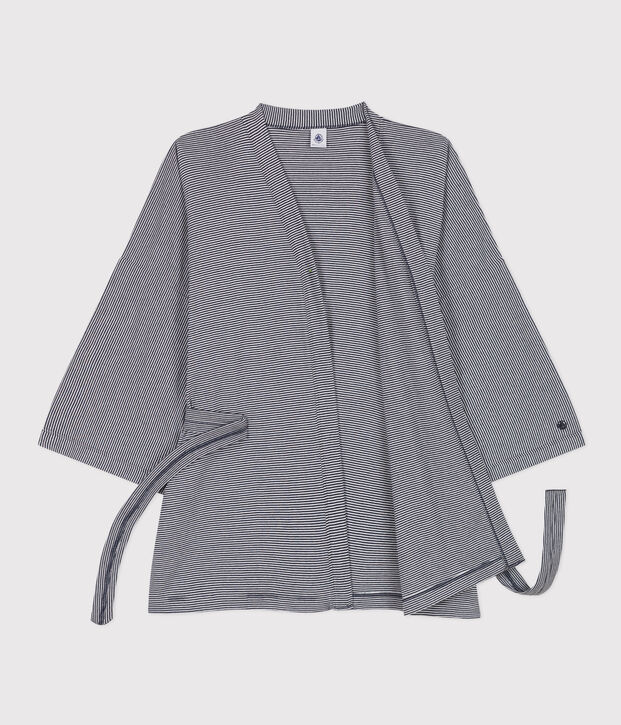 Quimono de rayas para mujer azul/blanco