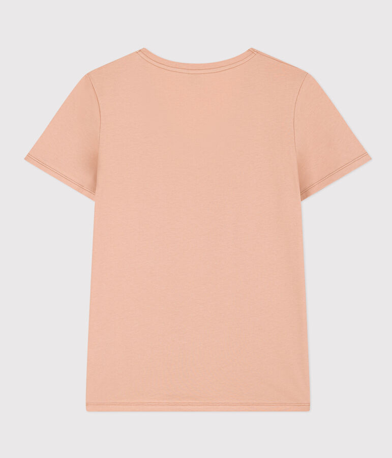 Camiseta LA RECTA de algod&oacute;n con cuello de pico para mujer beige