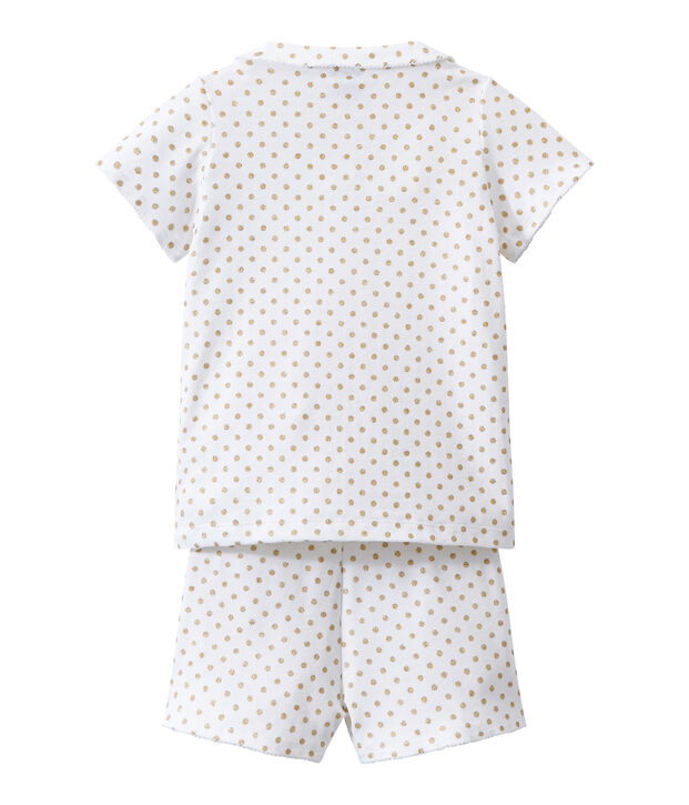 Pijama corto para ni&ntilde;a blanco/amarillo