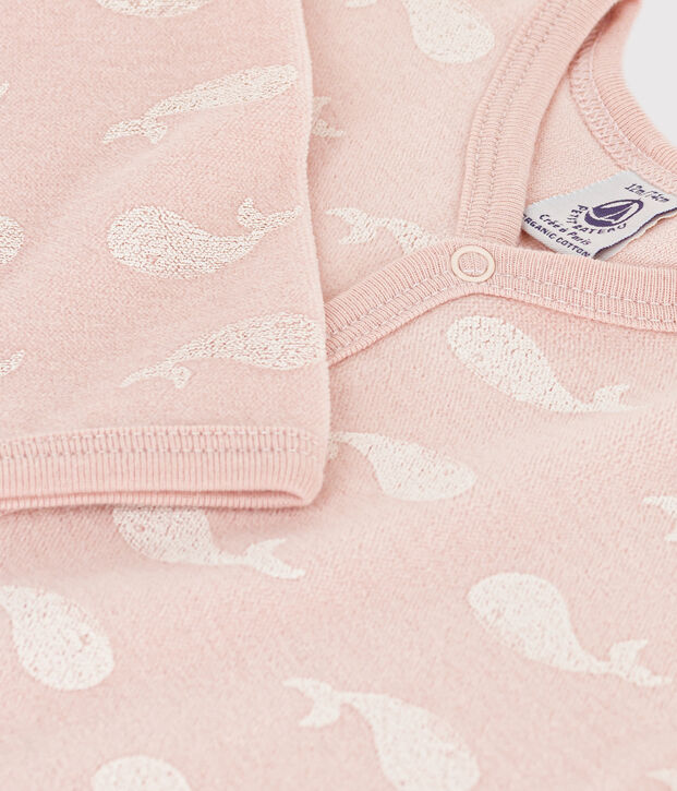 Pelele de terciopelo con ballenas rosas rosa/blanco