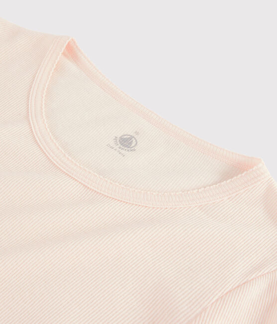 Camiseta de lana y algodón para mujer rosa FLEUR