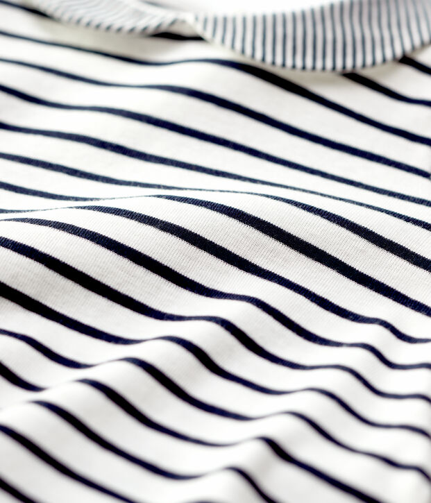 Blusa de algod&oacute;n de beb&eacute;. blanco/azul