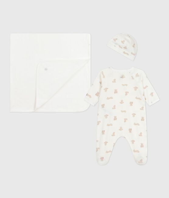 Estuche regalo para bebé de algodón estampado MARSHMALLOW/ BRUN