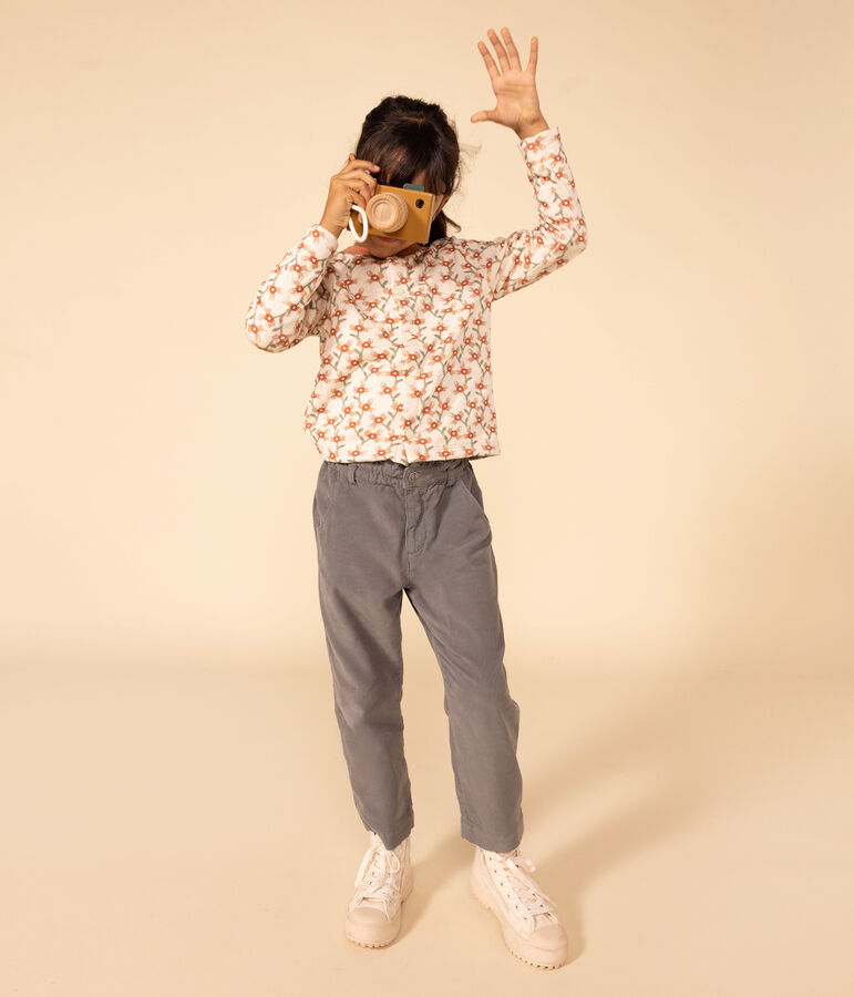 Pantal&oacute;n recto de terciopelo para ni&ntilde;a verde