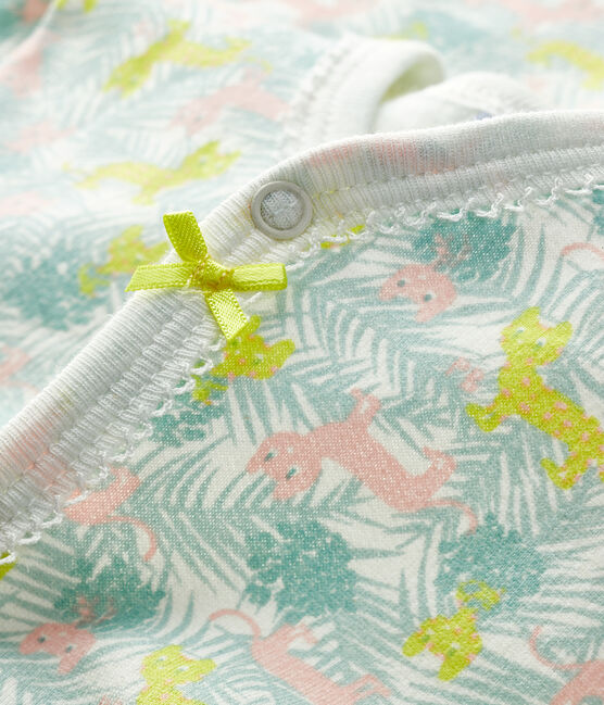Pijama de muletón para bebé de niña blanco MARSHMALLOW/blanco MULTICO