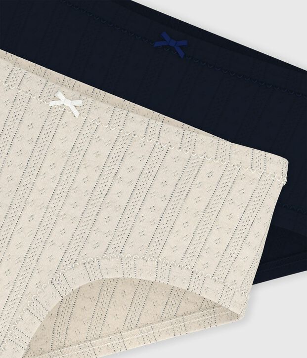 Juego de braguitas infantiles lisas de algod&oacute;n calado de talle alto multicolor