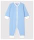 Pijama enterizo sin pies de rayas azules de algodón de bebé