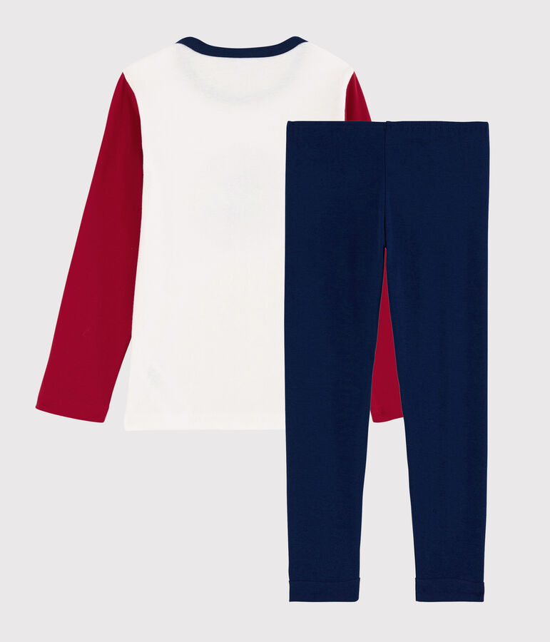 Pijama de algod&oacute;n de ni&ntilde;o azul MEDIEVAL/blanco MULTICO