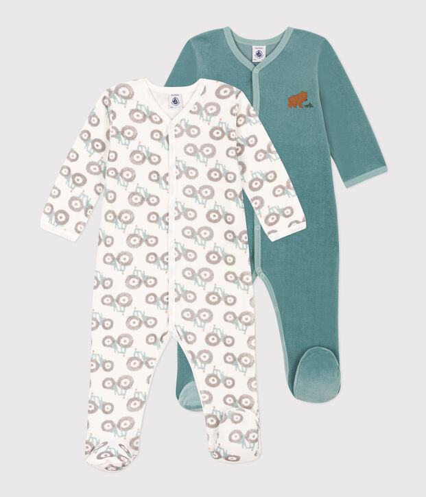 Juego de 2 pijamas de terciopelo para beb&eacute; multicolor