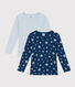 Juego de 2 camisetas de manga larga de algodón estrella para niño