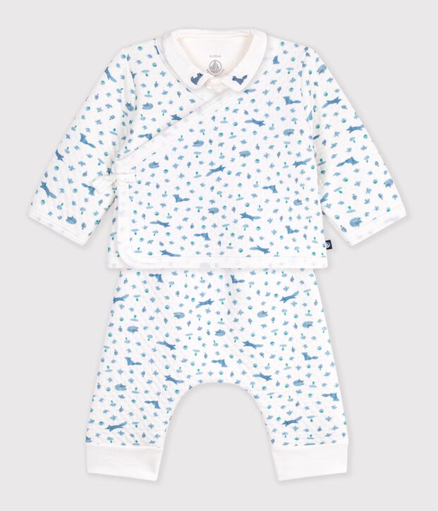 Conjunto de algod&oacute;n con cuello con estampado de zorro para beb&eacute; blanco/multicolor