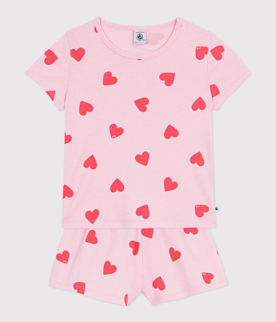 Pijama corto infantil de algodón con estampado de corazones MARQUISE/ PEACHY
