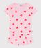 Pijama corto infantil de algod&oacute;n con estampado de corazones rosa/naranja