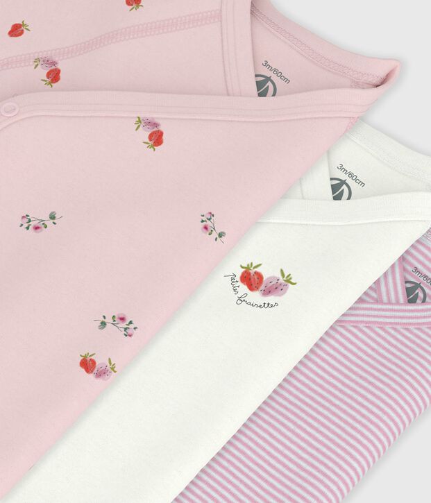 Juego de bodies cruzados y estampados de manga corta de algod&oacute;n para beb&eacute; multicolor