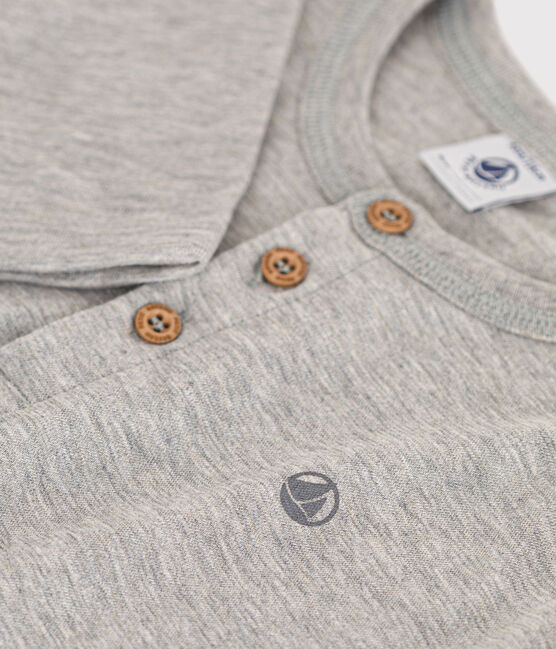 Camiseta de algodón de manga larga de niño gris CHATON CHINE