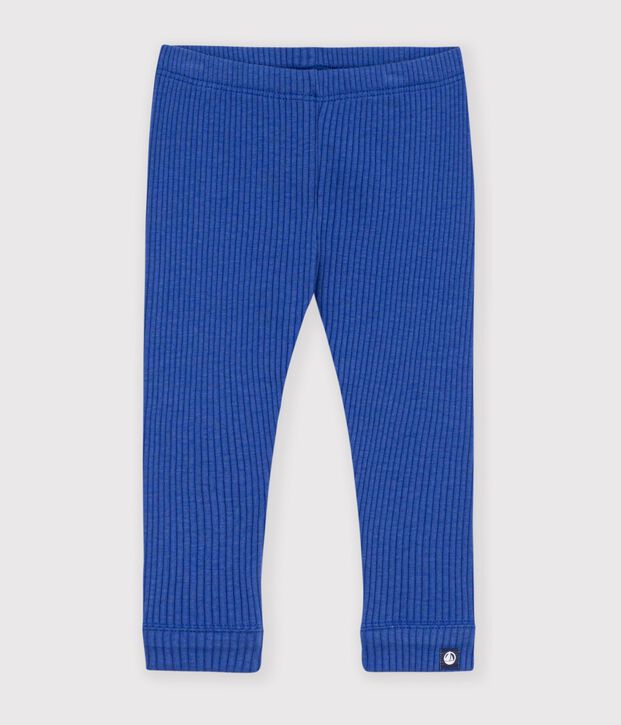 Leggings lisos de algod&oacute;n para beb&eacute; azul