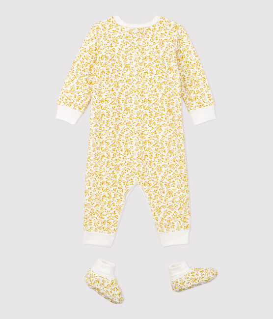 Conjunto de noche con flores de bebé de rizo muy suave OCRE/ ECUME2