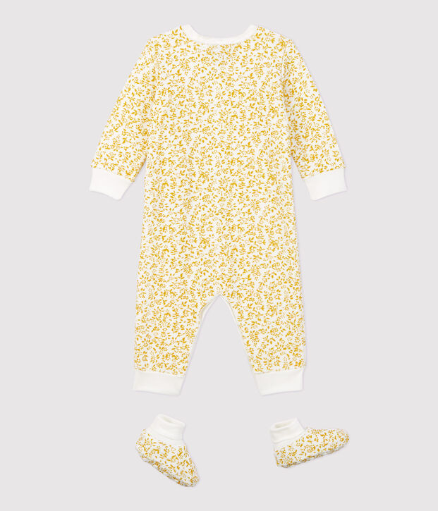 Conjunto de noche con flores de beb&eacute; de rizo muy suave amarillo/ECUME2