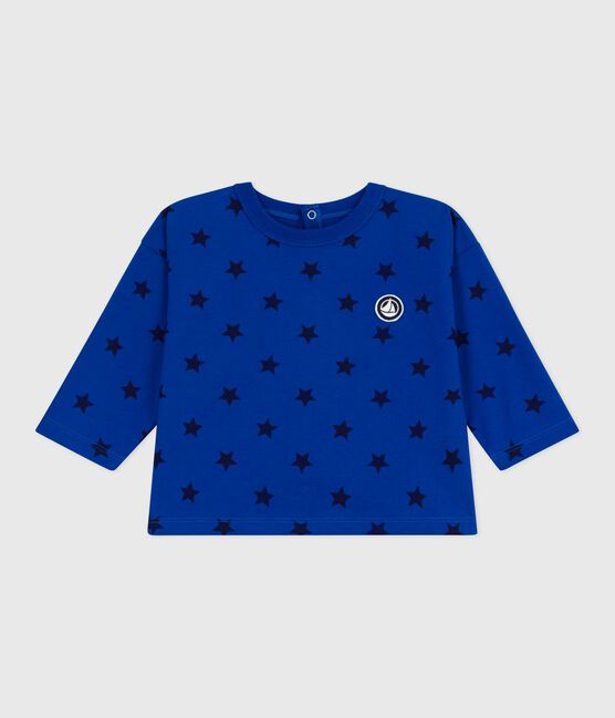 Camiseta de algodón de manga larga con estampado de estrellas para bebé azul OLYMPIC/ SOIR