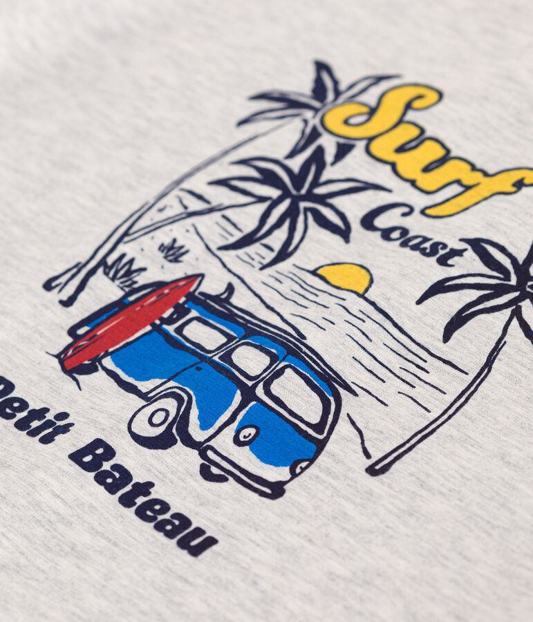 Camiseta infantil de manga corta de algod&oacute;n con estampado gris