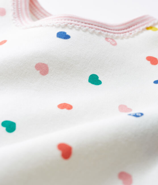 Pijama de muletón para bebé niña blanco MARSHMALLOW/blanco MULTICO