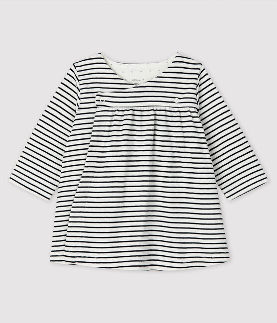 Vestido a rayas de túbico con manga larga para bebé para niña blanco MARSHMALLOW/azul SMOKING