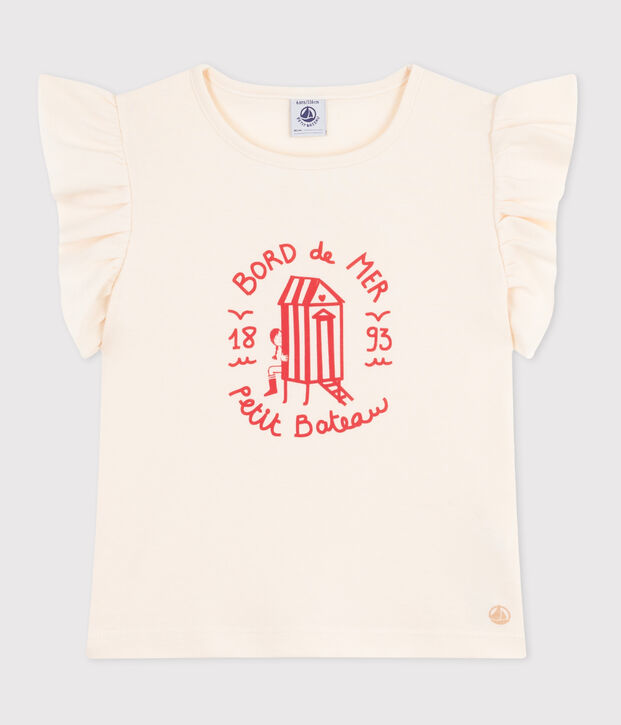 Camiseta infantil de manga corta de algod&oacute;n con estampado crudo