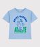 Camiseta infantil de manga corta de algodón azul FLO