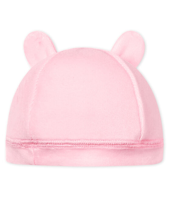 Gorro nacimiento de terciopelo para bebé unisex rosa VIENNE