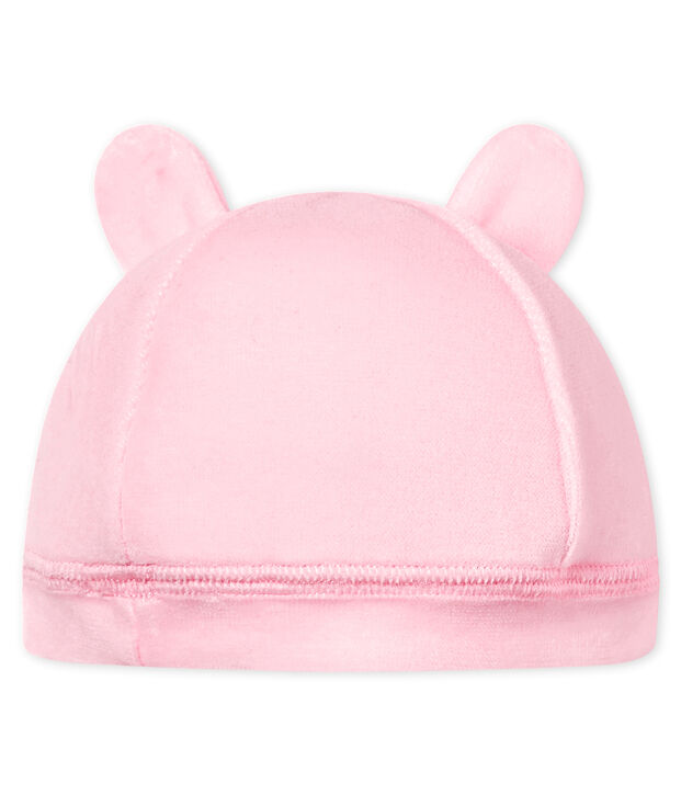 Gorro nacimiento de terciopelo para beb&eacute; unisex rosa